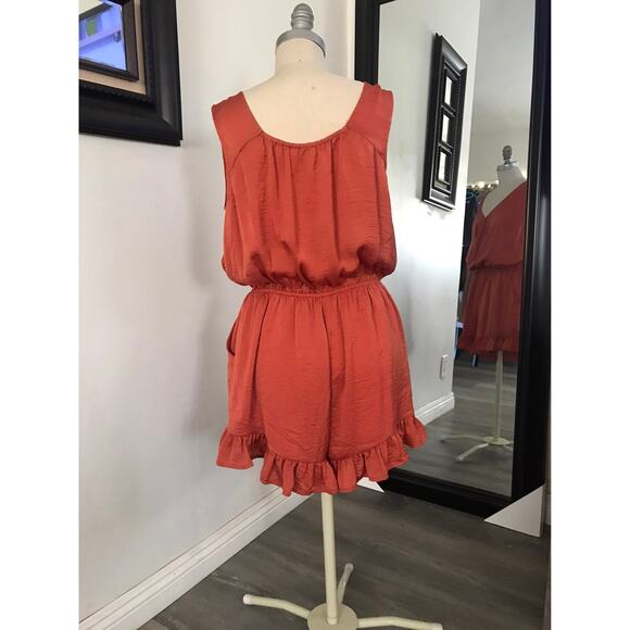 Kori American Orange Women's Sleeveless Romper with Pockets Small NWOT - Picture 6 of 8